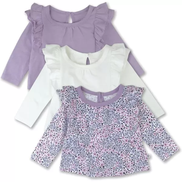 HonestBaby Unisex Baby Multipack Long Sleeve TShirts Tee 100 Organic Cotton3pack Dusty Purple Wisteria
