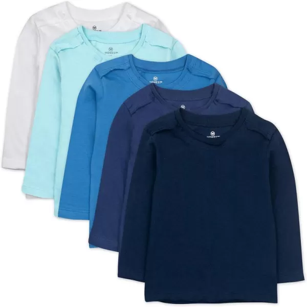 HonestBaby Unisex Baby Multipack Long Sleeve TShirts Tee 100 Organic Cotton5pack Blue Ombre