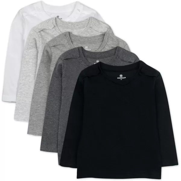 HonestBaby Unisex Baby Multipack Long Sleeve TShirts Tee 100 Organic Cotton5pack Gray Ombre