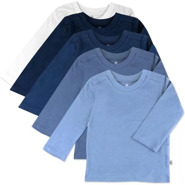 HonestBaby Unisex Baby Multipack Long Sleeve TShirts Tee 100 Organic Cotton5pack Ombre Blues