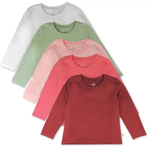 HonestBaby Unisex Baby Multipack Long Sleeve TShirts Tee 100 Organic Cotton5pack Romantic Pink