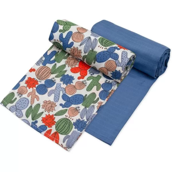 HonestBaby UnisexBaby 2Pack Organic Cotton Swaddle Blankets Legacy2pack Cactus