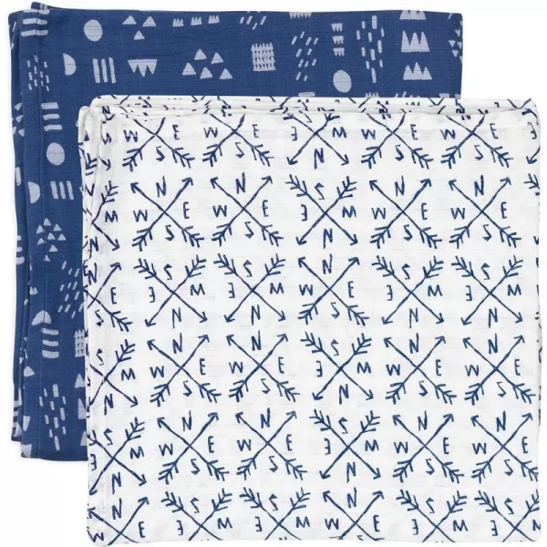 HonestBaby UnisexBaby 2Pack Organic Cotton Swaddle Blankets Legacy2pack Compass