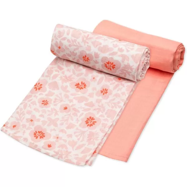 HonestBaby UnisexBaby 2Pack Organic Cotton Swaddle Blankets Legacy2pack Peach Skin Papercut Floral