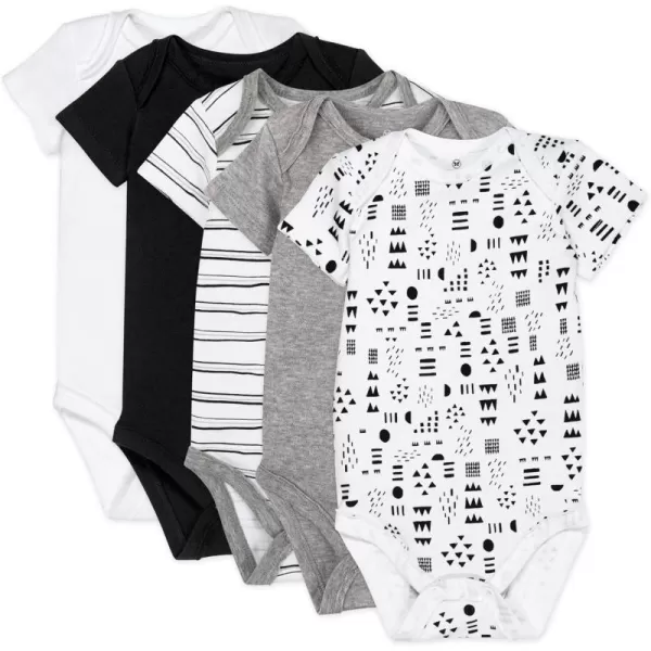 HonestBaby babyboys 5pack Short Sleeve Bodysuits Onepiece 100 Organic Cotton for Infant Baby Boys Unisex5pack Pattern Play