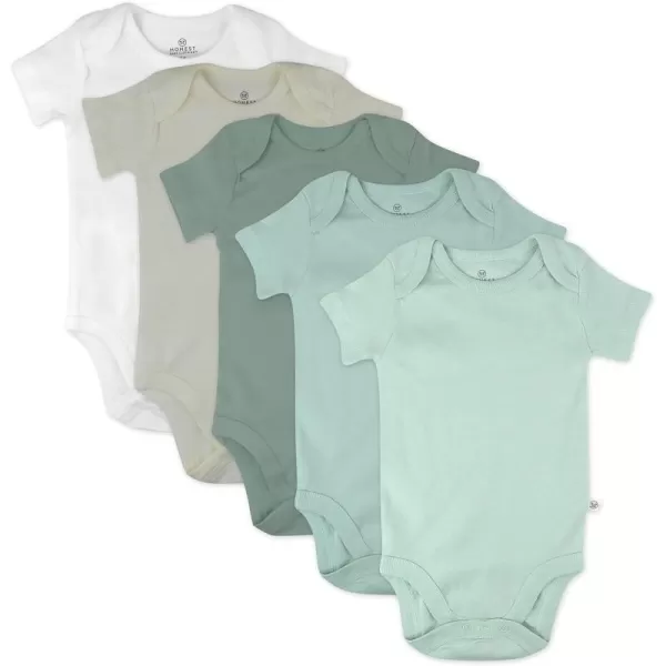 HonestBaby babyboys 5pack Short Sleeve Bodysuits Onepiece 100 Organic Cotton for Infant Baby Boys Unisex5pack Sage Ombre