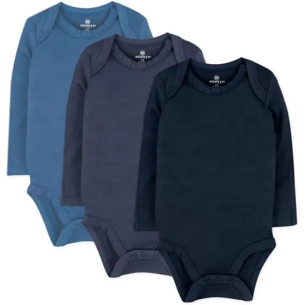 HonestBaby babyboys Multipack Long Sleeve Bodysuits Onepiece Organic Cotton for Infant Baby Boys Unisex Legacy3pack Blue Ombre