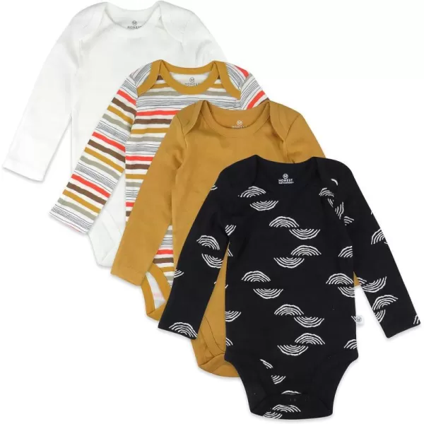 HonestBaby babyboys Multipack Long Sleeve Bodysuits Onepiece Organic Cotton for Infant Baby Boys Unisex Legacy4pack Rainbow Geo Black