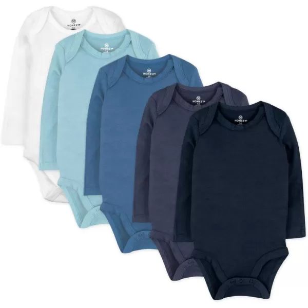 HonestBaby babyboys Multipack Long Sleeve Bodysuits Onepiece Organic Cotton for Infant Baby Boys Unisex Legacy5pack Blue Ombre