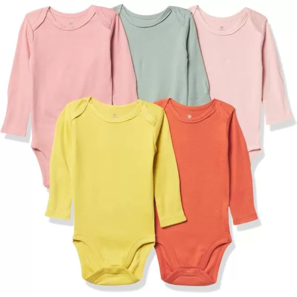 HonestBaby babygirls Multipack Long Sleeve Bodysuits Onepiece Organic Cotton for Infant Baby Girls Legacy5pack Vintage Garden
