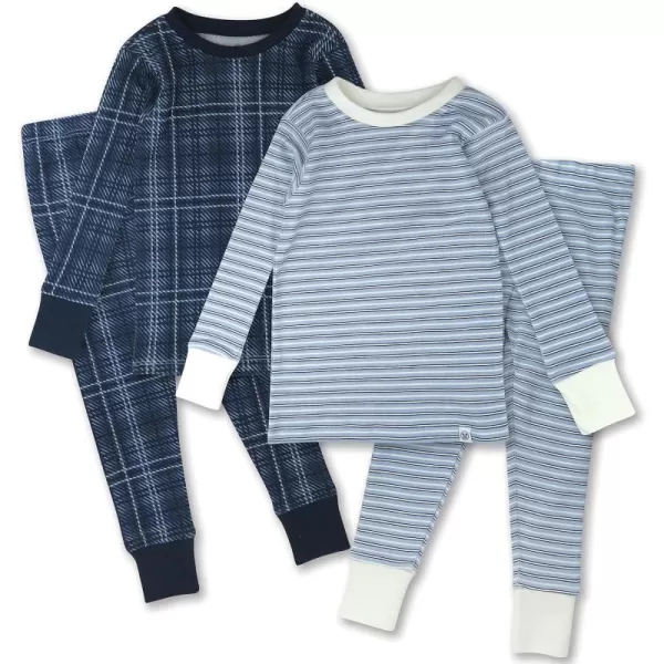 HonestBaby boys Multipack 2piece Pajamas Sleepwear Pjs 100 Organic Cotton for Infant Baby and Toddler Boys UnisexBlue Plaid