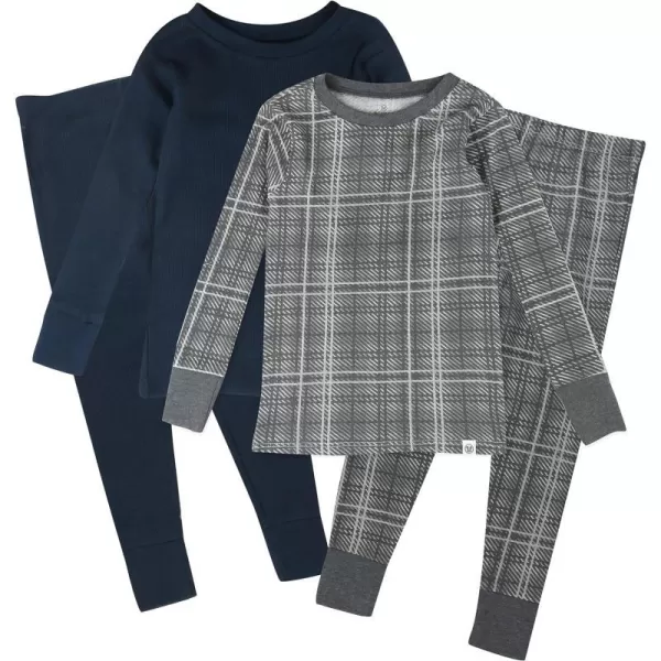 HonestBaby boys Multipack 2piece Pajamas Sleepwear Pjs 100 Organic Cotton for Infant Baby and Toddler Boys UnisexGrey Plaid