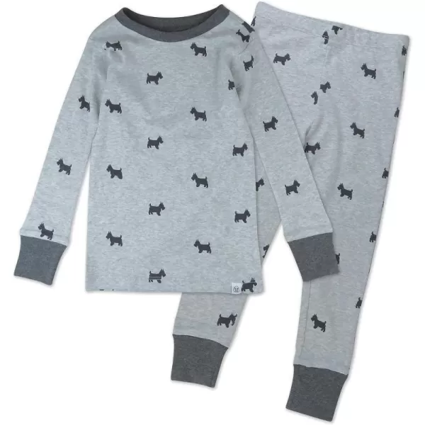 HonestBaby boys Multipack 2piece Pajamas Sleepwear Pjs 100 Organic Cotton for Infant Baby and Toddler Boys UnisexGrey Scotty Dog