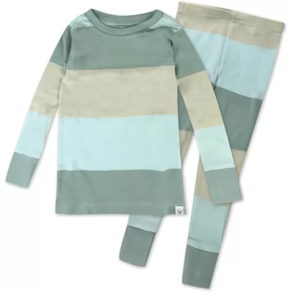HonestBaby boys Multipack 2piece Pajamas Sleepwear Pjs 100 Organic Cotton for Infant Baby and Toddler Boys UnisexJumbo Stripe Sage