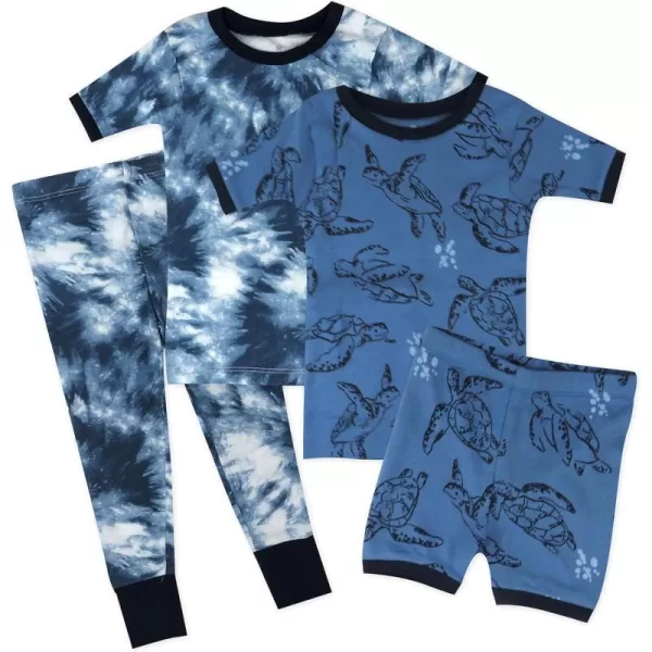 HonestBaby boys Multipack 2piece Pajamas Sleepwear Pjs 100 Organic Cotton for Infant Baby and Toddler Boys UnisexJurassic Turtle Indigo