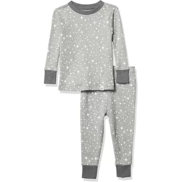 HonestBaby boys Multipack 2piece Pajamas Sleepwear Pjs 100 Organic Cotton for Infant Baby and Toddler Boys UnisexTwinkle Star Gray