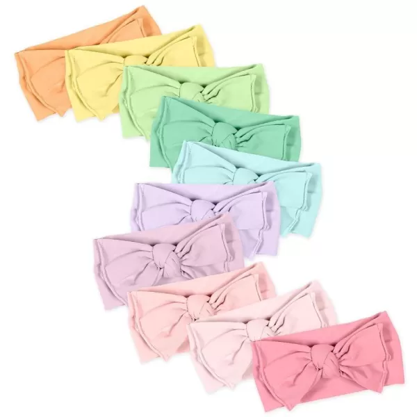 HonestBaby unisex baby Organic Cotton Headband Multipacks Headwrap 10pack Rainbow Girl One Size US10Pack Rainbow Girl One Size