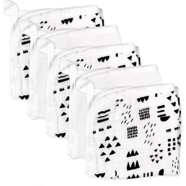 HonestBaby unisex baby Organic Cotton Washcloth MultiPack Winter Accessory Set 5pack Bright White One Size US5pack Pattern Play One Size