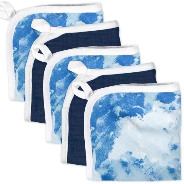 HonestBaby unisex baby Organic Cotton Washcloth MultiPack Winter Accessory Set 5pack Bright White One Size US5pack Watercolor WorldNavy One Size