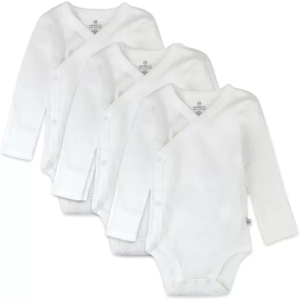 HonestBaby unisexbaby 3pack Long Sleeve Sidesnap Kimono Bodysuits Organic Cotton for Infant Baby Boys Girls UnisexHonestly Pure White