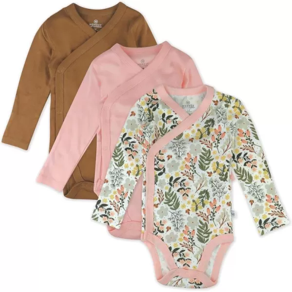 HonestBaby unisexbaby 3pack Long Sleeve Sidesnap Kimono Bodysuits Organic Cotton for Infant Baby Boys Girls UnisexScottish Ivy