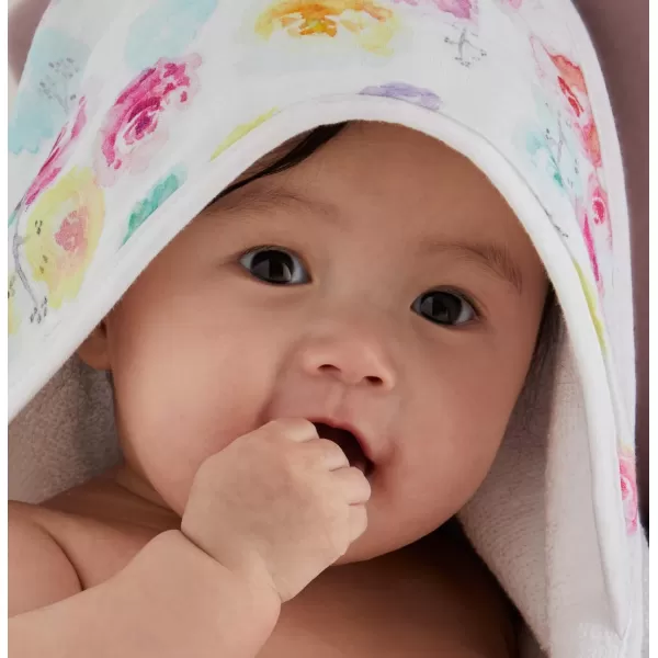 HonestBaby 2Pack Organic Cotton Hooded Towels Bright White One SizeRose Blossom