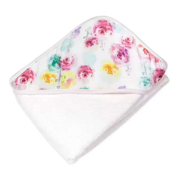 HonestBaby 2Pack Organic Cotton Hooded Towels Bright White One SizeRose Blossom