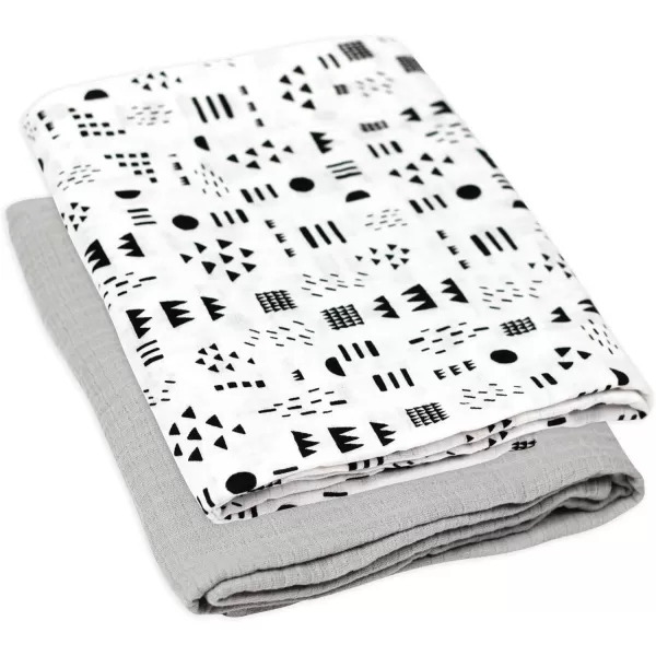 HonestBaby 3Pack Organic Cotton Swaddle Blankets Bright White One Size2pack Pattern PlayGray