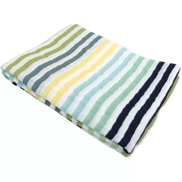 HonestBaby 3Pack Organic Cotton Swaddle Blankets Bright White One Size2pack Rainbow Stripe Blues