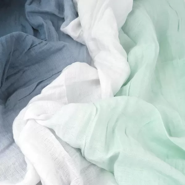 HonestBaby 3Pack Organic Cotton Swaddle Blankets Bright White One SizeSage Navy Ombre