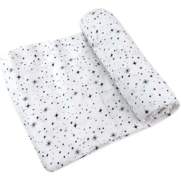 HonestBaby 3Pack Organic Cotton Swaddle Blankets Bright White One SizeTwinkle Star WhiteNavy