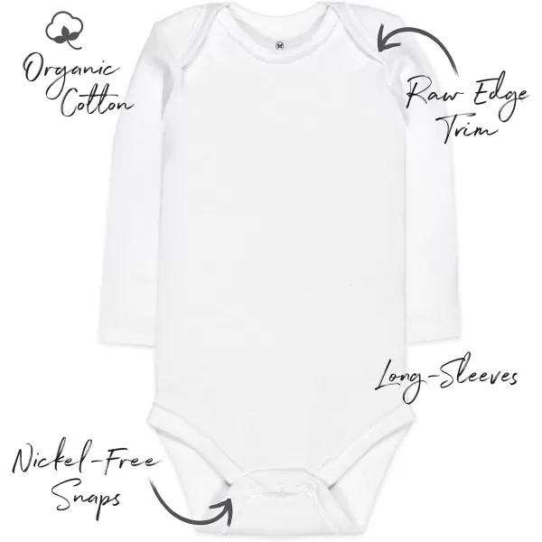 HonestBaby Baby Boys 5pack Long Sleeve Bodysuits Onepiece 100 Organic Cotton for Infant Baby Boys Unisex5pack Bright White