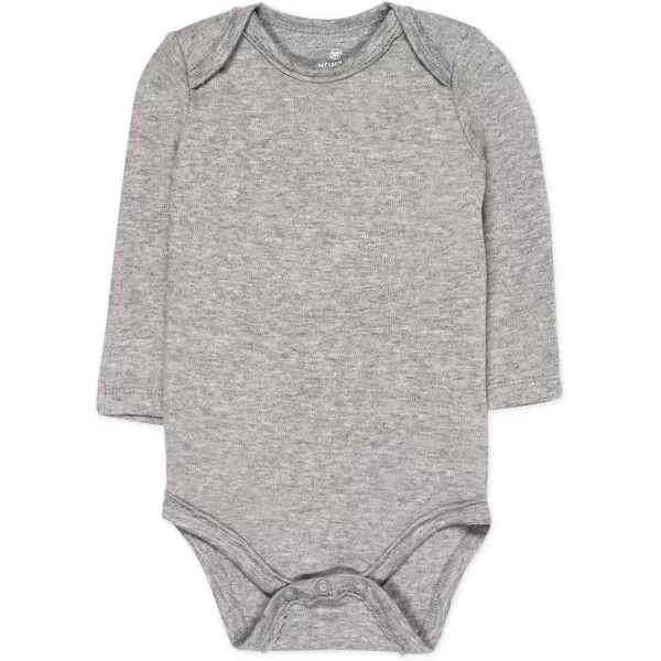 HonestBaby Baby Boys 5pack Long Sleeve Bodysuits Onepiece 100 Organic Cotton for Infant Baby Boys Unisex5pack Gray Ombre