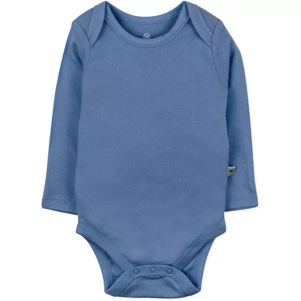 HonestBaby Baby Boys 5pack Long Sleeve Bodysuits Onepiece 100 Organic Cotton for Infant Baby Boys Unisex5pack Ombre Blues