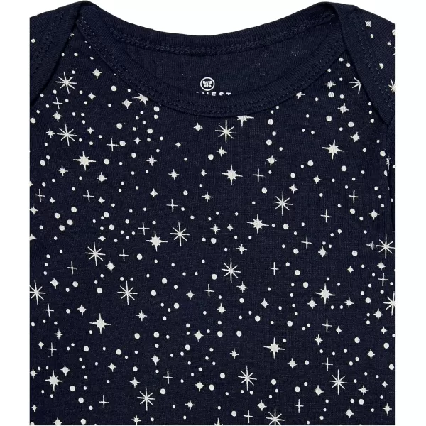 HonestBaby Baby Boys 5pack Long Sleeve Bodysuits Onepiece 100 Organic Cotton for Infant Baby Boys Unisex5pack Twinkle Star Navy