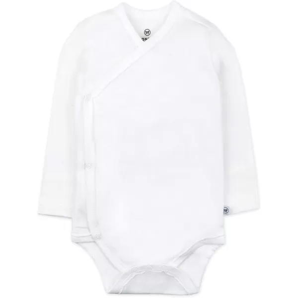 HonestBaby Baby Long Sleeve SideSnap Organic Cotton Kimono Bodysuits 3 PackBright White