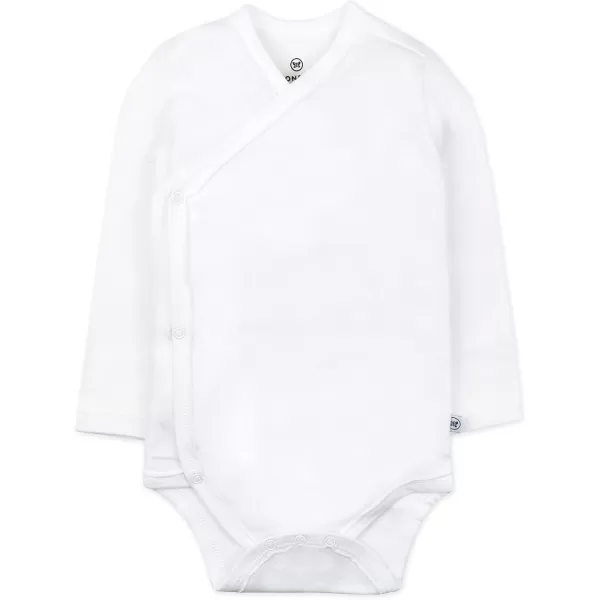 HonestBaby Baby Long Sleeve SideSnap Organic Cotton Kimono Bodysuits 3 PackBright White