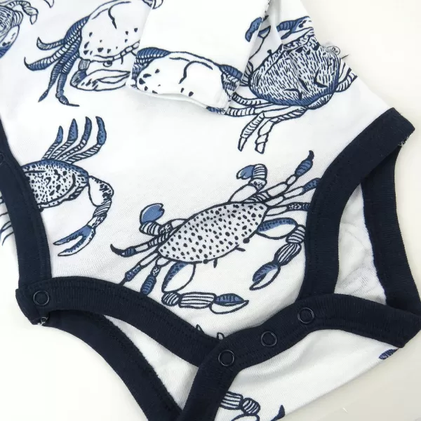 HonestBaby Baby Long Sleeve SideSnap Organic Cotton Kimono Bodysuits 3 PackCrabs Navy