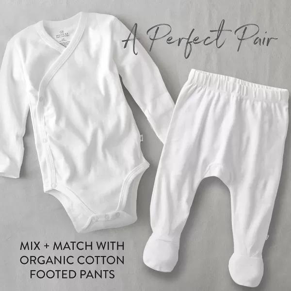 HonestBaby Baby Long Sleeve SideSnap Organic Cotton Kimono Bodysuits 3 PackHonestly Pure White