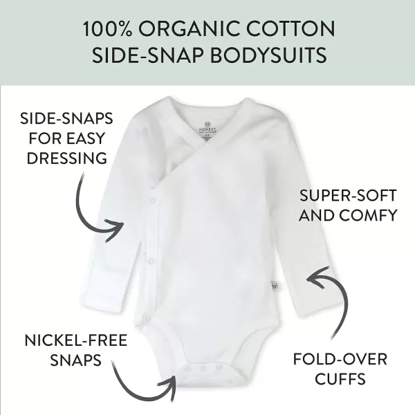 HonestBaby Baby Long Sleeve SideSnap Organic Cotton Kimono Bodysuits 3 PackHonestly Pure White