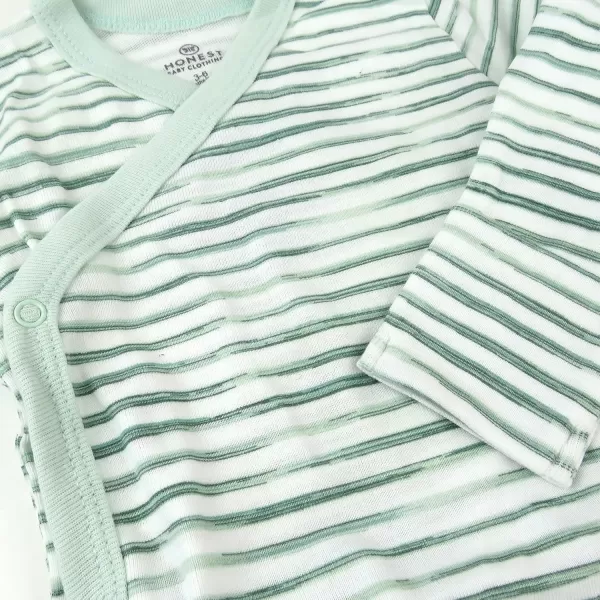HonestBaby Baby Long Sleeve SideSnap Organic Cotton Kimono Bodysuits 3 PackJumbo Leaf Sage