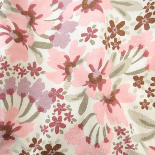 HonestBaby Baby Long Sleeve SideSnap Organic Cotton Kimono Bodysuits 3 PackPainted Floral Pink