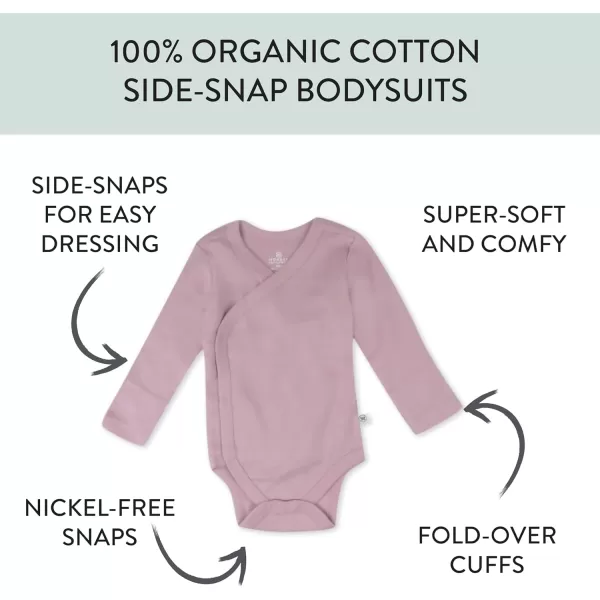 HonestBaby Baby Long Sleeve SideSnap Organic Cotton Kimono Bodysuits 3 PackPainted Floral Pink