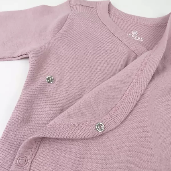 HonestBaby Baby Long Sleeve SideSnap Organic Cotton Kimono Bodysuits 3 PackPainted Floral Pink