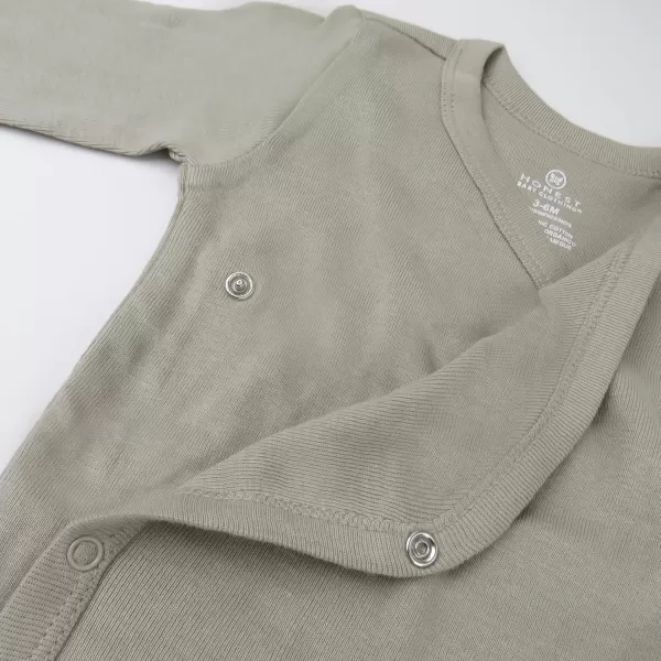 HonestBaby Baby Long Sleeve SideSnap Organic Cotton Kimono Bodysuits 3 PackPaw Leaves