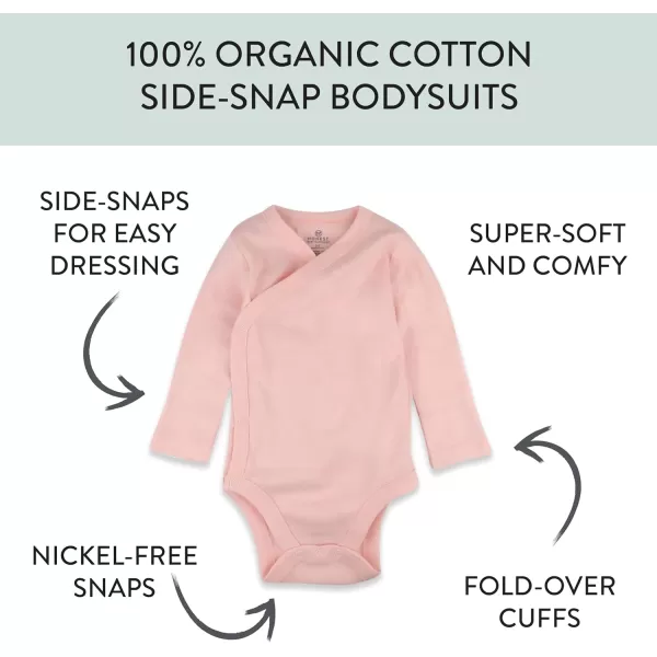 HonestBaby Baby Long Sleeve SideSnap Organic Cotton Kimono Bodysuits 3 PackPink Pineapple