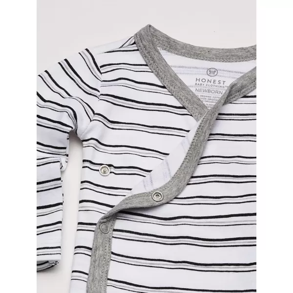 HonestBaby Baby Long Sleeve SideSnap Organic Cotton Kimono Bodysuits 3 PackSketchy Stripe