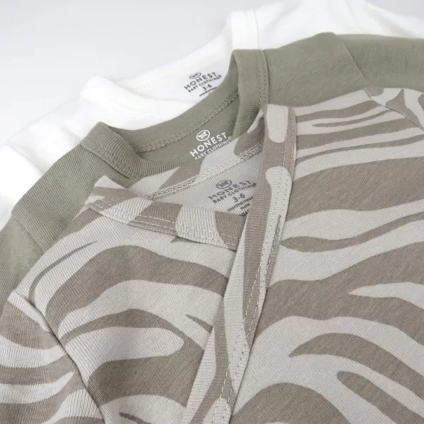 HonestBaby Baby Long Sleeve SideSnap Organic Cotton Kimono Bodysuits 3 PackZanzibar Zebra