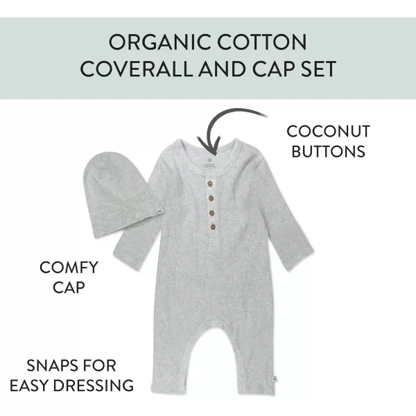 HonestBaby Baby OnePiece Jumpsuit Organic Cotton Romper Coverall SetsLight Gray Heather Set
