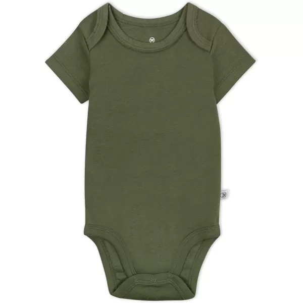 HonestBaby Baby Short Sleeve OnePiece 100 Organic Cotton Bodysuits 5 Pack5pack Earthy Blues